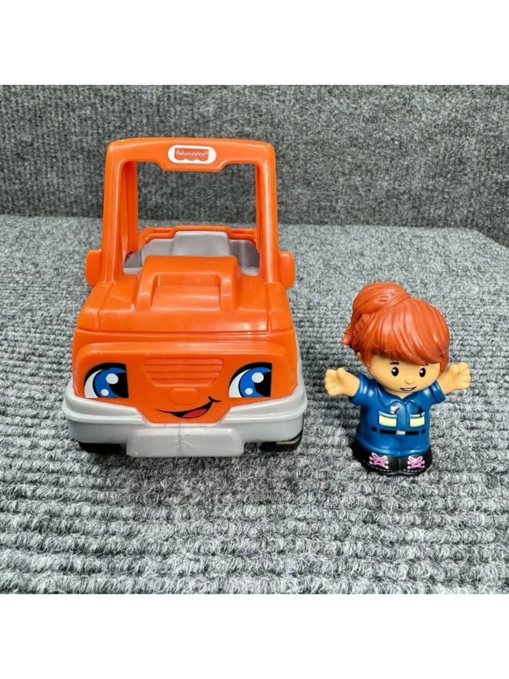 Fisher Price Little People Orange Truck Jeep Car Help A Friend + Girl Figure Tow